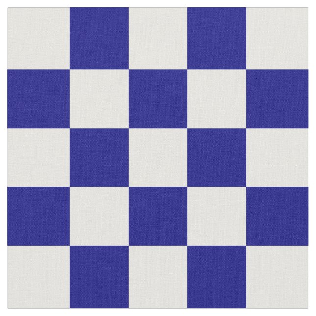 Dark Blue and White Checkerboard Pattern Fabric (Close Up)