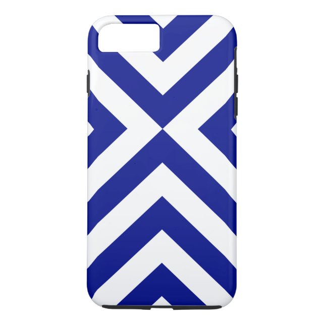 Dark Blue and White Chevrons Case-Mate iPhone Case (Back)