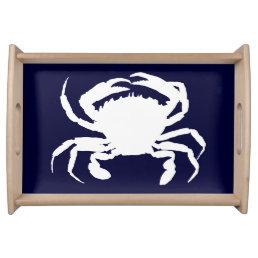 Dark Blue and White Crab Shape Serving Tray
