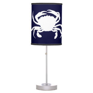 Dark Blue and White Crab Shape Table Lamp