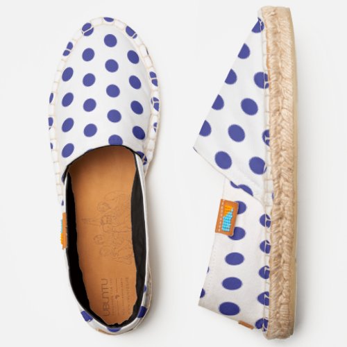 Dark Blue and White Geometric Polka Dots  Espadrilles