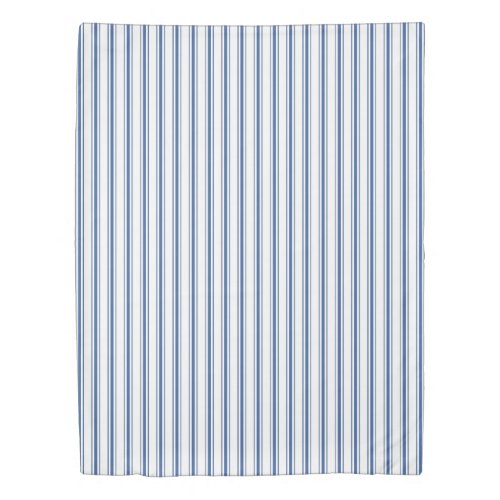 Dark Blue and White Mattress Ticking Narrow Stripe Duvet Cover