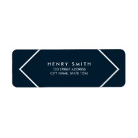Dark Blue and White Minimalist Geometric Address Label