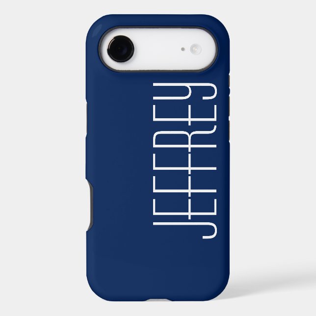 Dark Blue and White, Minimalist, Jumbo Name Case-Mate iPhone Case (Back)