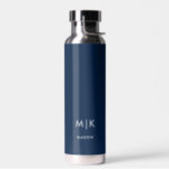 Dark Blue and White | Modern Monogram Water Bottle<br><div class="desc">This modern water bottle design features a dark blue background,  with your initials in bold white text for a look that is simple and stylish,  yet professional.</div>