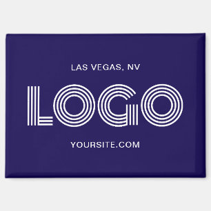 Dark Blue and White Modern Rectangular Logo Magnet