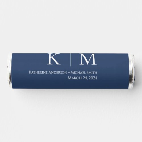 Dark Blue and White_Monogram_Wedding_ Breath Savers Mints