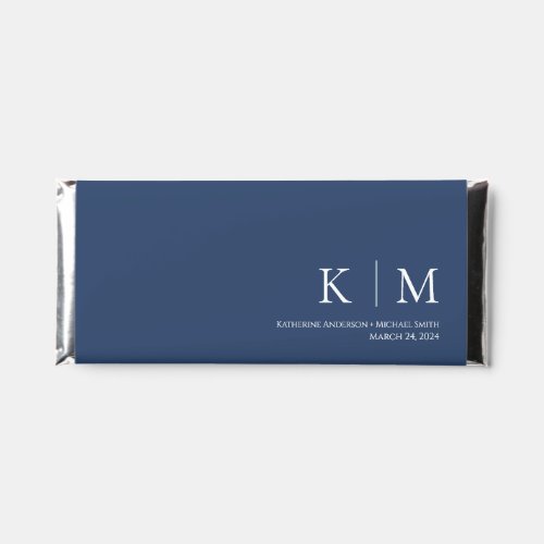 Dark Blue and White_Monogram_Wedding_ Hershey Bar Favors