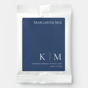 Dark Blue and White-Monogram-Wedding- Margarita Drink Mix