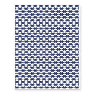 Dark Blue and White Oval Pattern Temporary Tattoos