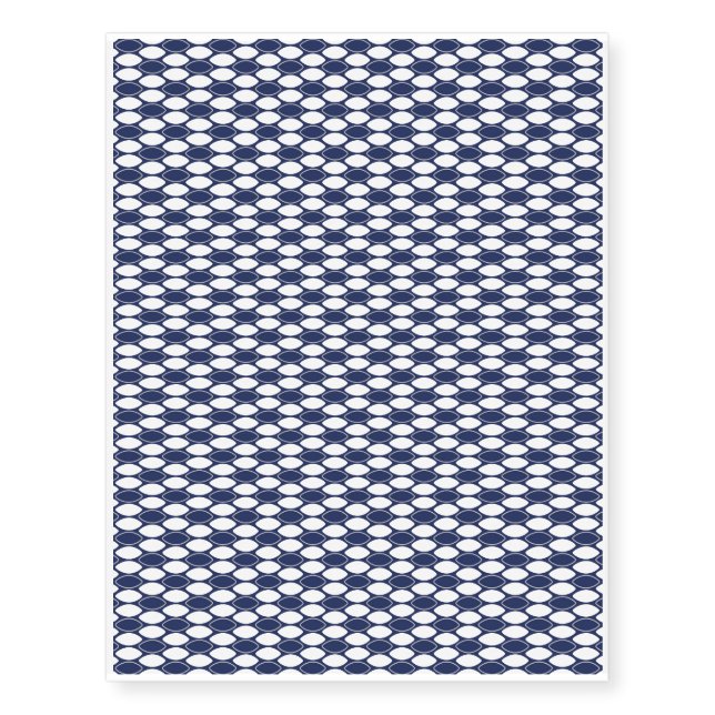 Dark Blue and White Oval Pattern Temporary Tattoos (Front)