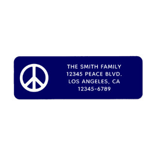 Dark Blue and White Peace Symbol Label