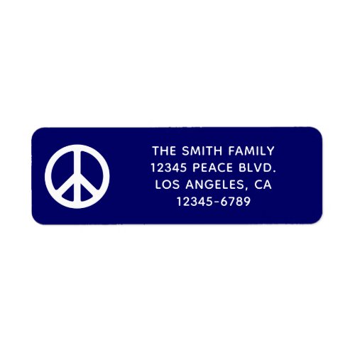 Dark Blue and White Peace Symbol Label