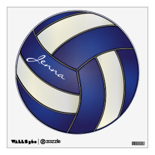 Dark Blue and White Personalize Volleyball Wall Sticker