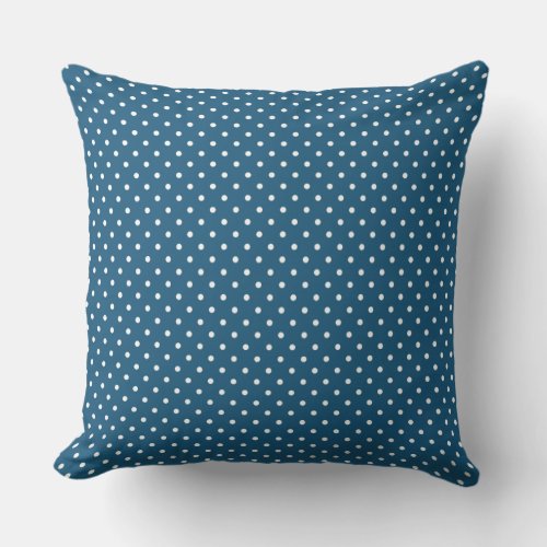 Dark Blue and White Polka Dot Pattern Throw Pillow