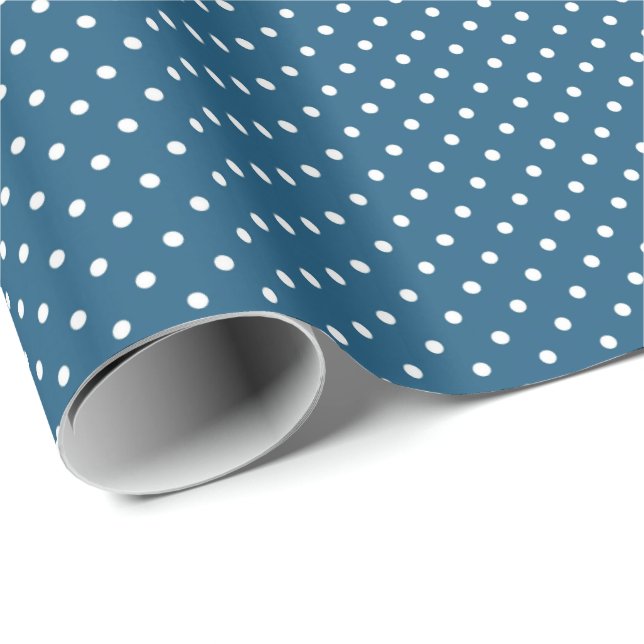 Dark Blue and White Polka Dot Pattern Wrapping Paper (Roll Corner)