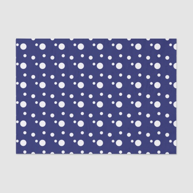 Dark Blue and White Polka Dots Tissue Paper (Front)