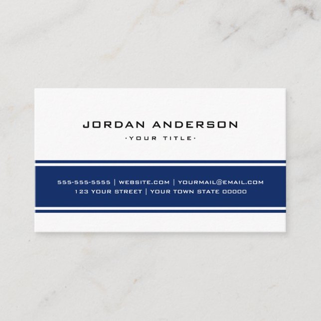 Dark blue and white professional custom logo business card (Front)