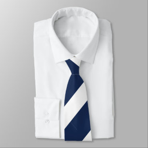 Dark Blue and White Regimental Stripe Tie