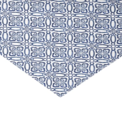 Dark Blue And White Spanish Azulejo Tile Pattern Tissue Paper