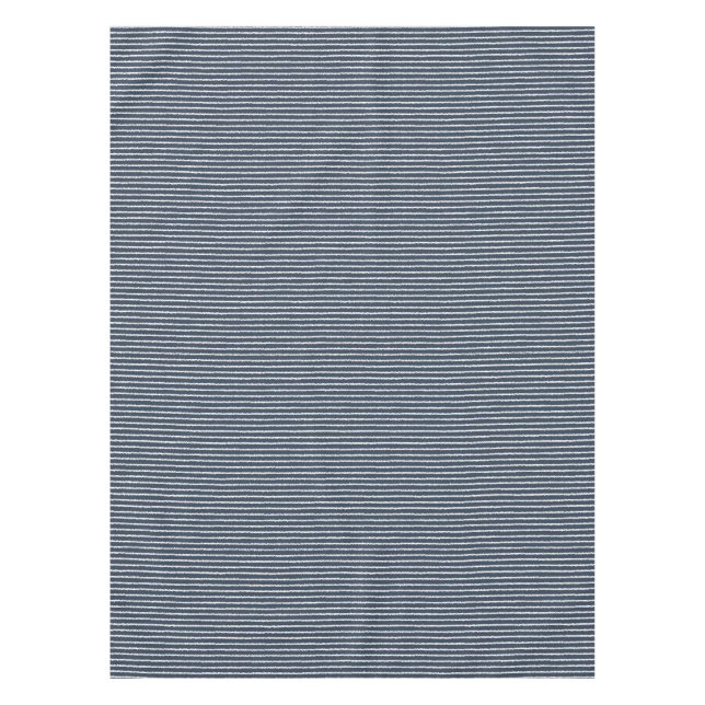 Dark Blue and White Stripes Pattern  Tablecloth (Front)