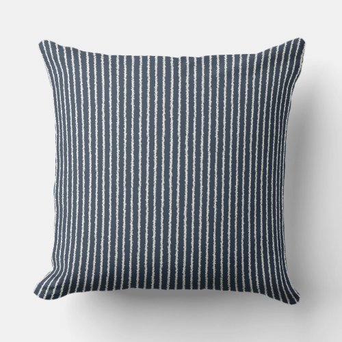 Dark Blue and White Stripes Throw Pillow