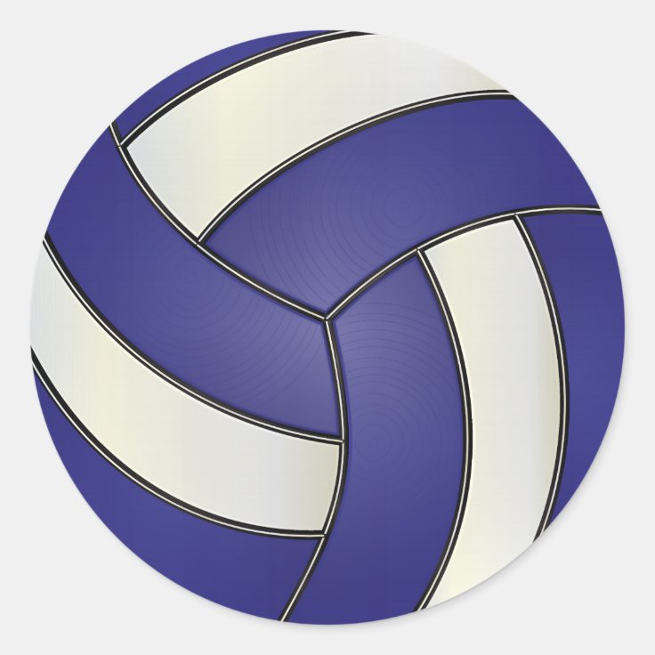 Dark Blue and White Volleyball Classic Round Sticker Zazzle