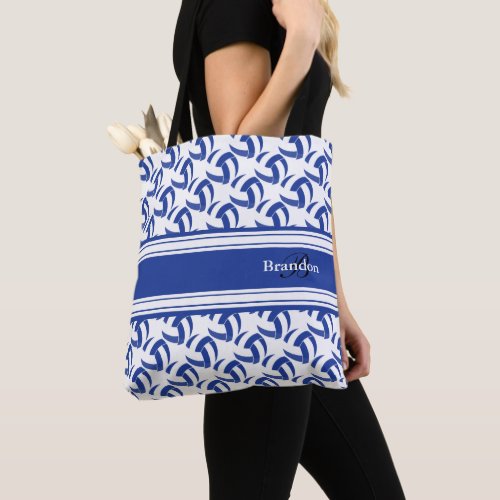 Dark Blue and White Volleyball  Personalize Tote Bag