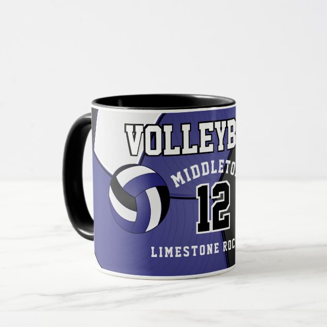 Dark Blue and White Volleyball Sport Mug (Front Left)