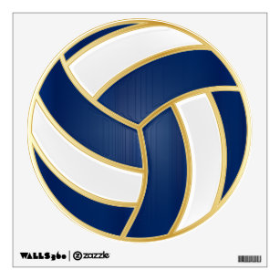 Dark Blue and White Volleyball Wall Decal