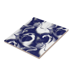 Dark Blue And White Warp Ceramic Tile