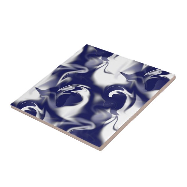 Dark Blue And White Warp Ceramic Tile (Side)