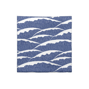 Dark Blue and White Waves Fabric Cloth Napkin