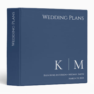 Dark Blue and White-Wedding Plans- 3 Ring Binder