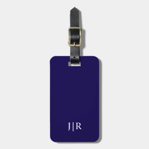 Dark blue And whiteI Modern Monogram  Luggage Tag