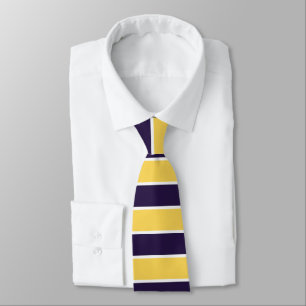 Dark Blue and Yellow Horizontal Stripes Neck Tie