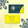 Dark Blue and Yellow Ornate with Portrait Photo Business Card