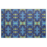Dark Blue Aqua Turquoise Green Yellow Ethnic Look Fabric