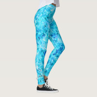 Dark Blue Aqua Turquoise Polygon Art Pattern Capri Leggings