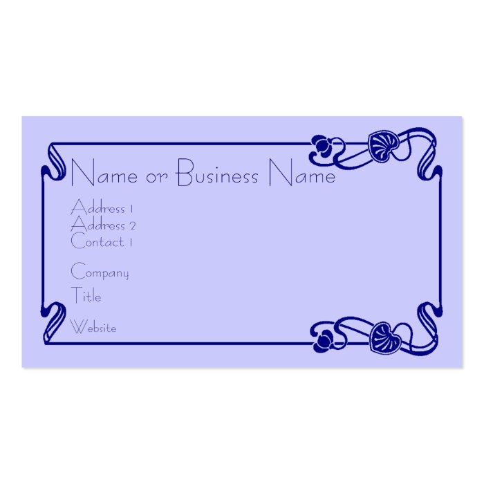 Dark Blue Art Deco Border Business Card