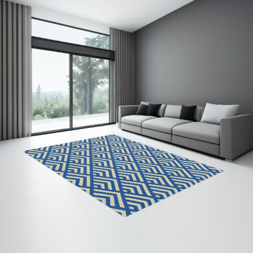 Dark Blue Art Deco Rug _ Large Diamond Pattern