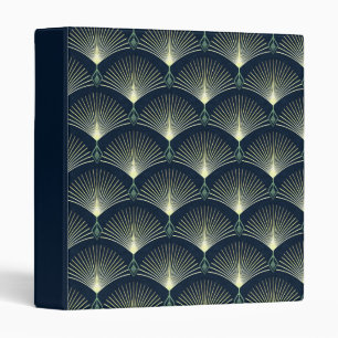 Dark Blue Art Deco Stylish Geometric 3 Ring Binder