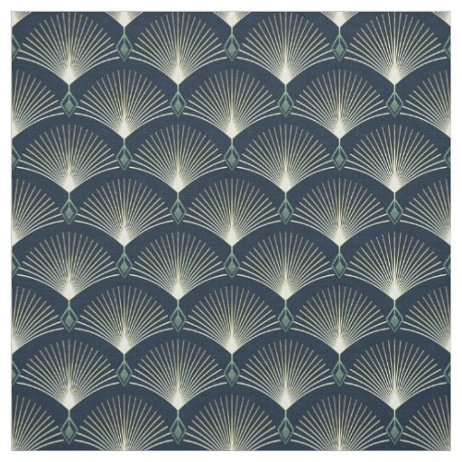 Dark Blue Art Deco Stylish Geometric Pattern Fabric