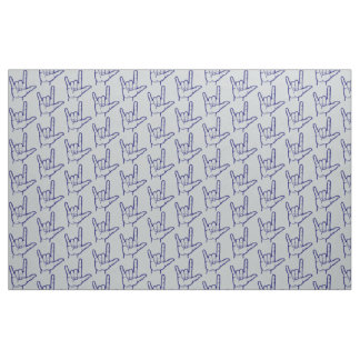 Dark Blue ASL I Love You Patterned Fabric
