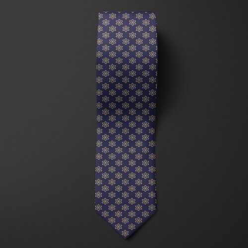 Dark Blue Atom Pattern Neck Tie