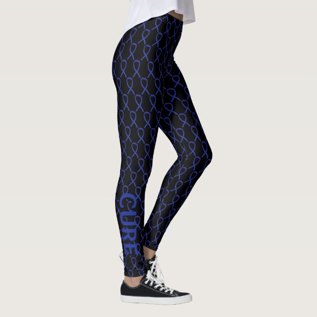 Dark Blue Awareness Ribbon Art Custom Leggings (Right)