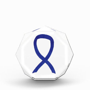 Dark Blue Awareness Ribbon Art Paperweight Award