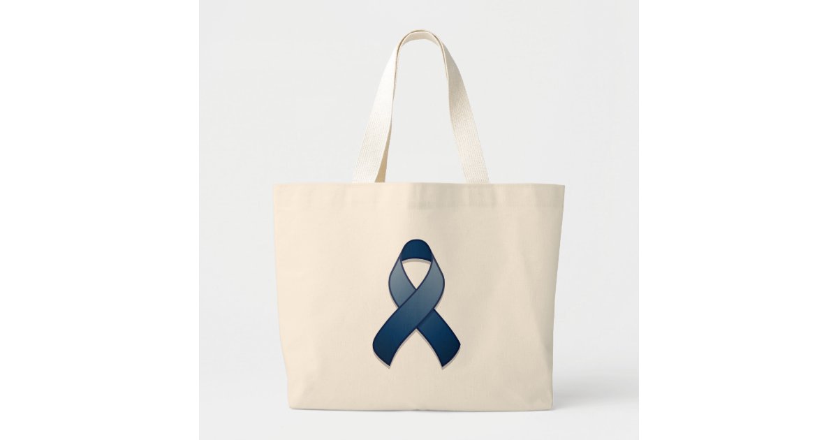 Dark Blue Awareness Ribbon Bag Zazzle