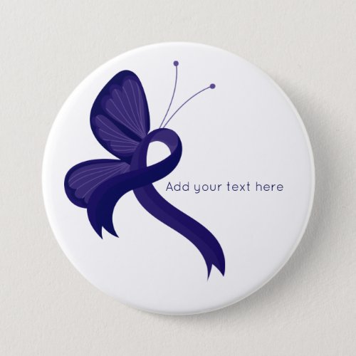 Dark blue Awareness Ribbon Butterfly  Button