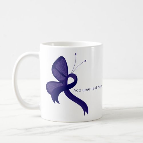 Dark Blue Awareness Ribbon Butterfly Coffee Mug